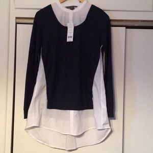 French Connection long sleeve top. Navy & white.